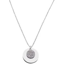 dKeniz Kette mit Anhänger 925 Sterling Silber rhodiniert Glänzend 42+3cm Zirkonia Weiß weiß