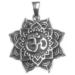 Saraswati Kettenanhänger Anhänger "Om im Lotus" 3cm Silber 925 7,7g