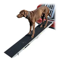 Petigi Hunderampe Einstiegshilfe Hunderampe Alu Hundetreppe Klappbar Rampe 122 - 244 cm schwarz|silberfarben 38 cm x 213 cm x 5 cm