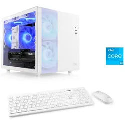 CSL Cube V24142 PC (Intel Core i3 14100F, GeForce RTX 4060, 16 GB RAM, 500 GB SSD, Luftkühlung) weiß