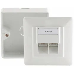 S-IMPULS CAT.6a Anschlussdose, 2-fach , AP/UP, reinweiß