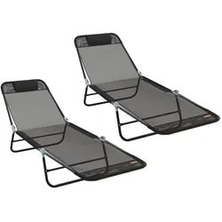 vidaXL Gartenliege Klappbare Sonnenliege 2 pcs Schwarz 182 x 55 x 85,5 cm, 2 St. schwarz