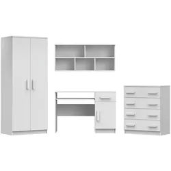 Deine Möbel 24 Kinderzimmer-Set Inge III Weiß/WeißEiche 4-teilig , Holzwerkstoff , 270x193x50 cm , Babymöbel & Kindermöbel, Kinderzimmer & Jugendzimmer, komplette Jugendzimmer