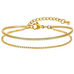 Order & Smile Schmuck Armkette Armband mehrreihig: Armkette aus Edelstahl, pflegeleicht goldfarben