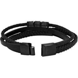 Adelia ́s Armband Unisex Armband aus Leder 21 cm, Perfekt zum Verschenken an besondere Menschen schwarz