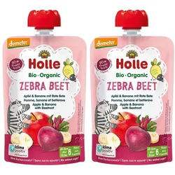 Holle Zebra Beet - Wasserflasche mit Apfel, Banane und Roter Bete