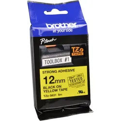 Brother P-Touch Band TZe-S631 schwarz auf gelb 12mm / 8m laminiert extra stark