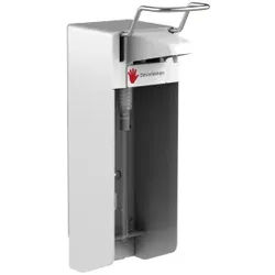 Desinfektionsmittelspender UNI-PRO 10K W, Kunststoffpumpe, Seifen- und Desinfektionsspender ideal für die hygienische Ellbogenbetätigung, Aluminium-Gehäuse, weiß beschichtet, 1000 ml, kurzer Hebel