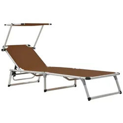 vidaXL Gartenliege Sonnenliege Klappbar mit Sonnenschutz Alu und Textilene Braun, 1 St. braun