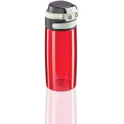 Leifheit Tritan Flip Trinkflasche, 550 ml, Komfortable und nachhaltige Getränkeflasche für den täglichen Gebrauch, Farbe: rot