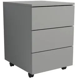 Mid.you Rollcontainer , Grau , Holzwerkstoff , 3 Schubladen , 39x55x45 cm , griffloses Öffnen , Büromöbel, Schreibtischcontainer, Rollcontainer