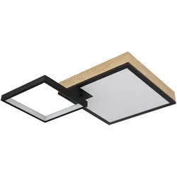 Deckenlampe Deckenleuchte Designleuchte Holzlampe Wohnzimmerleuchte, Rainboweffekt dimmbar Fernbedienung beweglich CCT, LED 21W 1000Lm warmweiß-kaltweiß, LxBxH 60x41x10cm