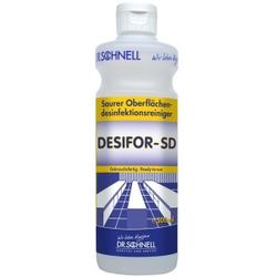 Dr. Schnell Flächendesinfektionsreiniger DESIFOR SD, Gebrauchsfertiges Desinfektionsmittel zur Desinfektion säurebeständiger Flächen, 1 Liter - Flasche