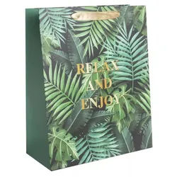 Geschenktasche mit Palmblatt-Muster - 31 x 42 cm
