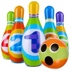 KRUZZEL Lernspielzeug Kinder Bowling Wurfspiel (Spar-Set, 6-St., bunt interaktiv), hilft Kindern, das Zählen und Erkennen von Zahlen zu lernen bunt