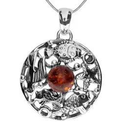 OSTSEE-SCHMUCK Kette mit Anhänger Ostsee-Schmuck Kette mit Anhänger Fischland 34x24 mm (2-tlg) silberfarben 45 cm