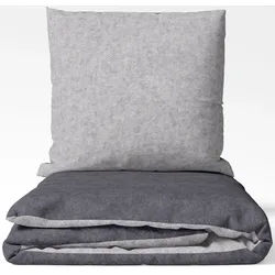 Wendebettwäsche SETEX "Feinbiber", grau (dunkelgrau, hellgrau), B/L: 155cm x 220cm, 1 Stk., 1 Stk., Biber, B/L: 80cm x 80cm, 2 Stk., Biber, Obermaterial: 85% Baumwolle, 15% Polyester, Bettwäsche, Wendebettwäsche, mit Wendefunktion
