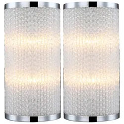 Wandleuchte 2 flammig Treppenhauslampe Flurleuchte verchromt Wandlampe Wohnzimmerlampe, Glasstäbe gedreht, 2x G9, BxH 15 x 30 cm, 2er Set