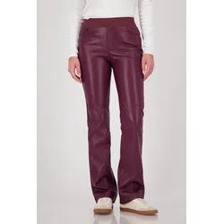 Lederimitathose MONARI "Hose Lederimitat Schlupf", Damen, Gr. 36, N-Gr, bordeaux, Web, Obermaterial: 60% Polyurethan, 40% Polyester, clean, unifarben, regular fit lang, Hosen, mit elastischem Bund