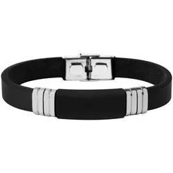Adelia ́s Armband Unisex Armband aus Leder 21 cm, Zum Verschenken – ideal zum einen besonderen Tag schwarz