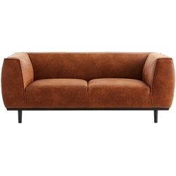 Design-Sofa aus Leder in Antikoptik Cognacbraun 2/3-Sitzer MORRIS