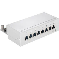 Goobay CAT 5e Mini/Desktop Patch Panel, 8 Port, (1 HE) - STP geschirmt, Grau