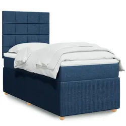 vidaXL Boxspringbett, Boxspringbett mit Matratze Blau 100x200 cm Stoff