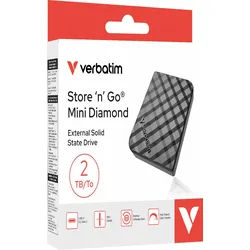 Verbatim SSD 2TB, USB 3.2, Typ A-C, Mini Diamond, schwarz (R) 1000MB/s, (W) 1000MB/s, Retail-Blister