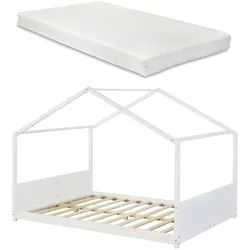 [en.casa] Kinderbett Simo mit Matratze , Weiß , Holz , Kiefer , 120x200 cm , Babymöbel & Kindermöbel, Kinderzimmer & Jugendzimmer, Kinderbetten, Spielbetten