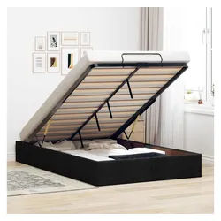vidaXL Bett, Ottoman-Bett ohne Matratze Schwarz 120x200 cm Stoff