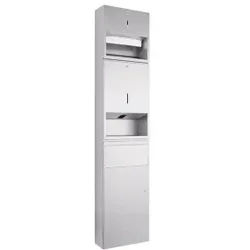 Wagner EWAR Kombinierter Papierhandtuch- Sensorseifenspender, WP 510e - mit Ganzmetallgehäuse und Papierkorb, zur Aufputzmontage, Matt geschliffen, ca. 250 Blatt, 950 ml Seife, 11 l Papiermüll