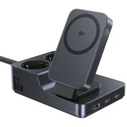 NOMOS ND11 67W 6-in-1 Wireless Charging Station with Two AC Sockets - Black