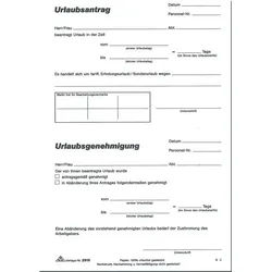 RNK Verlag Formularblock Formularbuch Urlaubsantrag Tarif- und Sonderurlaub A5 50 Blatt