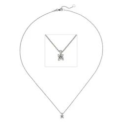 JOBO Kette mit Anhänger Solitär Diamant Brillant 0,15 ct., 14 Karat 585 Weißgold 45 cm silberfarben