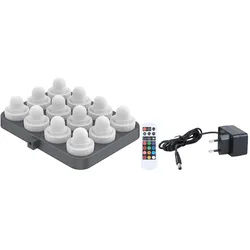 METRO PROFESSIONAL Mini LED-Lampen 12er Set, Tilo Twist, Kunststoff, Ø 5.7 x 6.7 cm, dimmbar, Fernbedienung, mehrfarbig
