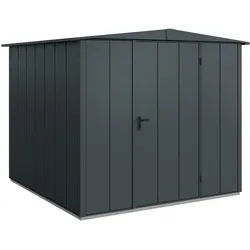 Hörmann Metall-Gerätehaus EcoStar Premiumline mit Satteldach B 238 x T 238 cm (Typ 2), Motiv Design (mit breiten Lamellen), Einzeltür Türanschlag frei wählbar, Anthrazitgrau (RAL 7016)
