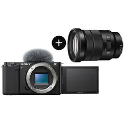 Sony Set: SELP18105G Objektiv + ZVE10BDI Systemkamera (SELP18105G, 24,2 MP, WLAN (Wi-Fi), Bluetooth) schwarz