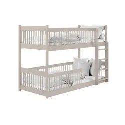 Deine Möbel 24 Etagenbett CHARM 90x200 cm in Weiß, Cashmere und Aschgrau (Set, 1-St., optionale Matratzen, inkl. Lattenrost), Teilbar, aus Massivholz, kindersicher & zertifiziert