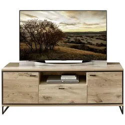 Livetastic Tv-Element , Schwarz, Eichefarben , Metall , 2 Fächer , 1 Schubladen , 160x61x49 cm , Made in Eu , Wohnzimmer, TV Möbel, Lowboards