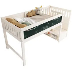 Okwish Hochbett 90/200 cm Weiß mit Whiteboard und Rausfallschutz , Holzwerkstoff , 90x200 cm , Babymöbel & Kindermöbel, Kinderzimmer & Jugendzimmer, Kinderbetten, Hochbetten