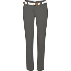 Chinohose OXMO "Chinohose OXChakira", Damen, Gr. 38, N-Gr, grau (dunkelgrau), Obermaterial: 98% Baumwolle CO. 2% Elasthan EL., Hosen Chinohose