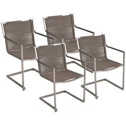Gardenson Gartenstuhl , Taupe , Metall, Kunststoff , rund , 57x87x56 cm , stapelbar, gastro- und objekttauglich, wetterfest, UV-beständig, regenabweisend, abwischbar, geeignet für Balkon , Gartenmöbel, Gartensessel, Gartenstühle