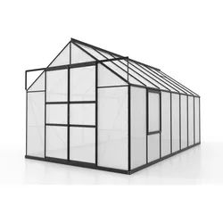 Xxxl Gewächshausbausatz , Schwarz , Metall, Kunststoff , 257x231.8x445 cm , Gartenzubehör, Garten- & Gewächshäuser