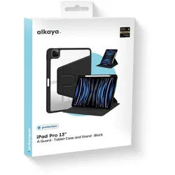 alkaya. A Guard Tablet Case and Stand 360 Grad Case iPad 9th in schwarz Tablet (veganes und schmutzabweisendes Leder, Stoßabsorbtion) schwarz