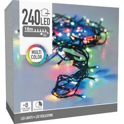 LED-Lichterkette bunt, 240 LEDs, Grünes Kabel, Innen/Außen, 21m, 8 Funk.
