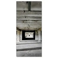 Wallario Türtapete Alte Industriehalle - einsame Lagerhalle einer Brauerei, glatt, ohne Struktur schwarz 1 m x 2.2 m