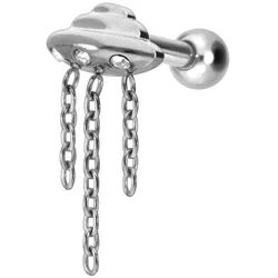 Titan Ohrpiercing mit Innengewinde UFO + KETTEN + KRISTALLE