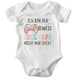 22Feels Kurzarmbody Bio Unisex Babybody Weiß Papa zockt Controller Geschenk für Gamer BIO-Baumwolle - In Deutschland Bedruckt - Niedlicher Print weiß 3-6M