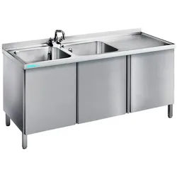 CHROMOnorm spültısch mıt 2 becken lınks und flügeltüren 1600mm700mm900mm