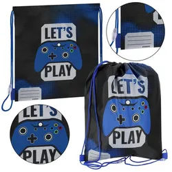 Sarcia.eu Turnbeutel Let's Play schwarz-blauer Turnbeutel, PAD 39x33 cm STARPAK schwarz